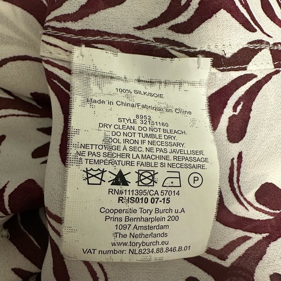 Tory Burch Brushstroke Tie Neck 100% Silk Blouse - Picture 6 of 6